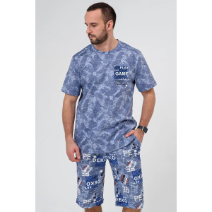 Костюм двойка мужской 2326-К "Техно" трикотажное полотно (последний размер) синий 52,54