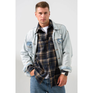 Рубашка (сорочка) мужская "Скандинавия" 2381-Ф фланель (последний размер) сине-зеленый 48