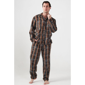 Пижама мужская "Добрый вечер" 2162-Ф фланель (последний размер) коричневый 52