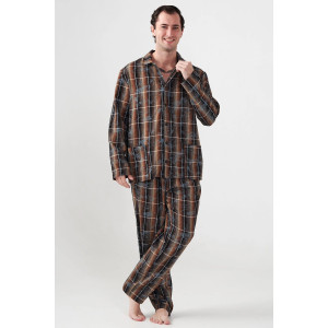 Пижама мужская "Добрый вечер" 2162-Ф фланель (последний размер) коричневый 52