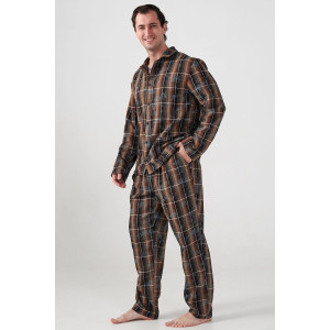 Пижама мужская "Добрый вечер" 2162-Ф фланель (последний размер) коричневый 52