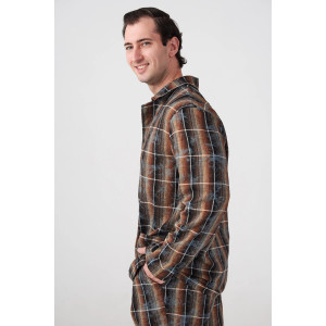 Пижама мужская "Добрый вечер" 2162-Ф фланель (последний размер) коричневый 52