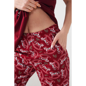 Пижама женская "Лошадка" 2416-К кулирка (последний размер) бордовый 48,50
