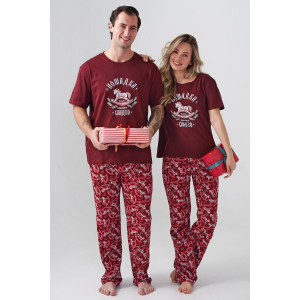 Пижама женская "Лошадка" 2416-К кулирка (последний размер) бордовый 48,50