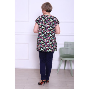 Туника женская "Канди К-3" вискоза (последний размер) цветы на черном 60