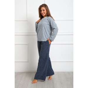 Костюм двойка женский "Крис ПС" махра (последний размер) полоса синяя 58