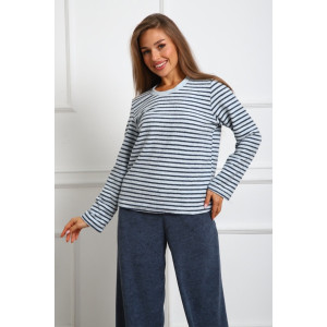 Костюм двойка женский "Крис ПС" махра (последний размер) полоса синяя 58