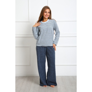 Костюм двойка женский "Крис ПС" махра (последний размер) полоса синяя 58