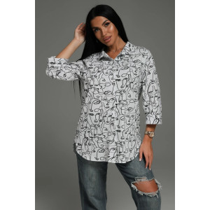 Туника женская "Жанетта" кулирка (последний размер) графика белая 54