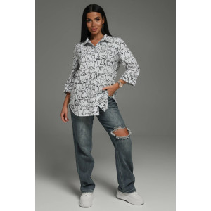 Туника женская "Жанетта" кулирка (последний размер) графика белая 54