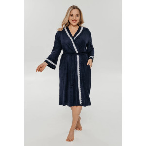 Халат женский "Голди" махра (последний размер) синий 48,54