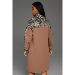 Платье женское "Синди" футер 2-х нитка с лайкрой (последний размер) кофе леопард 56,58
