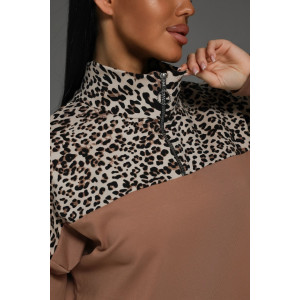 Платье женское "Синди" футер 2-х нитка с лайкрой (последний размер) кофе леопард 56,58