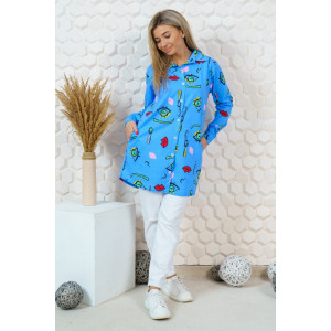 Туника-халат женская 0044 кулирка (последний размер) голубой 52