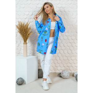 Туника-халат женская 0044 кулирка (последний размер) голубой 52