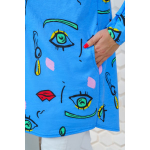 Туника-халат женская 0044 кулирка (последний размер) голубой 52