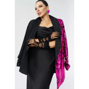 Пиджак женский КР-011ТР туран (последний размер) черный-фуксия 46