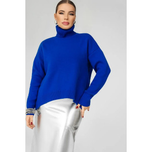 Свитер женский СВТ-001ВЗ вязаное полотно (последний размер) электрик М