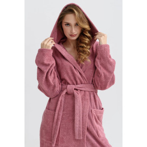 Халат женский 2272-М "Банный" махра (последний размер) сухая роза 58