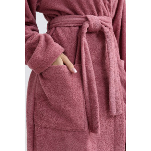 Халат женский 2272-М "Банный" махра (последний размер) сухая роза 58