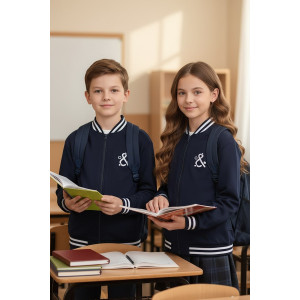 Бомбер детский SP2214 трикотаж стрейч (р-ры: 140-164) синий Бомбер детский SP2214 трикотаж стрейч (р-ры: 140-164) синий