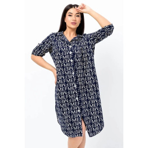 Платье женское "Летто" кулирка (р-ры: L-XXXL) синий-буквы