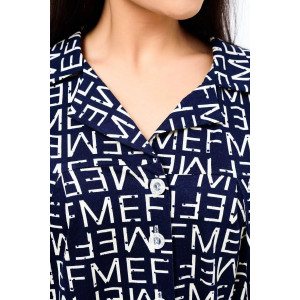 Платье женское "Летто" кулирка (р-ры: L-XXXL) синий-буквы