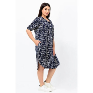 Платье женское "Летто" кулирка (р-ры: L-XXXL) синий-буквы