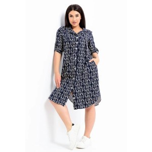 Платье женское "Летто" кулирка (р-ры: L-XXXL) синий-буквы