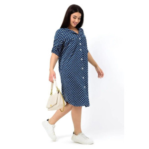 Платье женское "Летто" кулирка (р-ры: L-XXXL) синий-горох