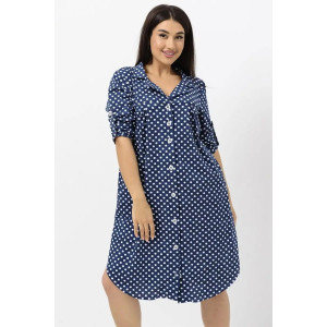 Платье женское "Летто" кулирка (р-ры: L-XXXL) синий-горох