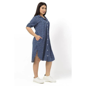 Платье женское "Летто" кулирка (р-ры: L-XXXL) синий-горох