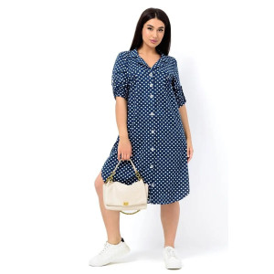 Платье женское "Летто" кулирка (р-ры: L-XXXL) синий-горох