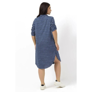 Платье женское "Летто" кулирка (р-ры: L-XXXL) синий-горох