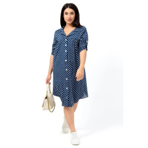 Платье женское "Летто" кулирка (р-ры: L-XXXL) синий-горох