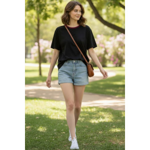 Футболка женская №794 кулирка (р-ры: 48-58) красный ворот