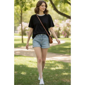 Футболка женская №794 кулирка (р-ры: 48-58) серый ворот