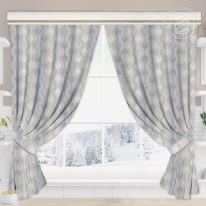 Шторы для кухни с подхватом рогожка "Эстетик"