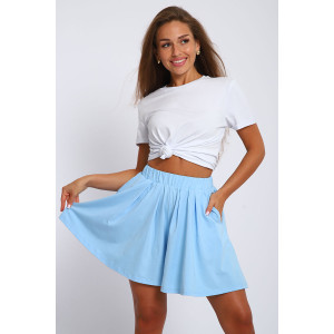 Юбка-шорты женская "Леди" хлопок с лайкрой (р-ры: 40-54) голубой