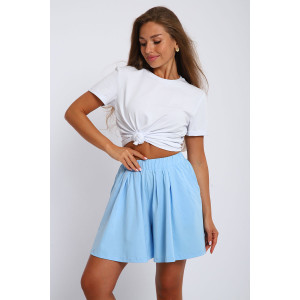 Юбка-шорты женская "Леди" хлопок с лайкрой (р-ры: 40-54) голубой