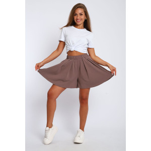 Юбка-шорты женская "Леди" хлопок с лайкрой (р-ры: 40-54) кофейный