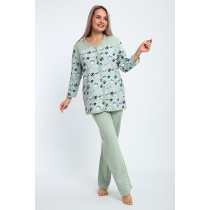 Пижама женская М337 "Уют" футер (последний размер) мята 56