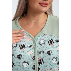 Пижама женская М337 "Уют" футер (последний размер) мята 56