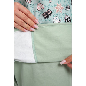 Пижама женская М337 "Уют" футер (последний размер) мята 56