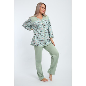 Пижама женская М337 "Уют" футер (последний размер) мята 56