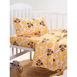 Ясельное постельное белье бязь "Чебурашка Апельсинка"