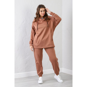 Костюм двойка женский "Онлайн" футер с начесом интерсофт (последний размер) коричневый 52
