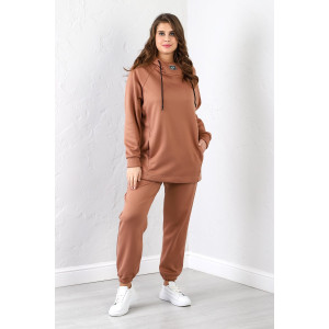 Костюм двойка женский "Онлайн" футер с начесом интерсофт (последний размер) коричневый 52