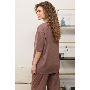 Костюм двойка женский "Клео-2" кулирка меланж (последний размер) коричневый 56