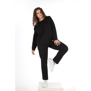 Костюм двойка женский "Аккорд" футер 2-х нитка с полиэстером (последний размер) черный 54,58